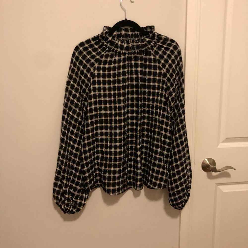 Patterned Puff Sleeve Blouse